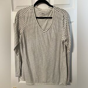 Womens Sonoma striped long sleeve T shirt black white EUC size XL